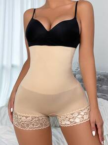 Lace Trim Shapewear Shorts - Apricot - View 1