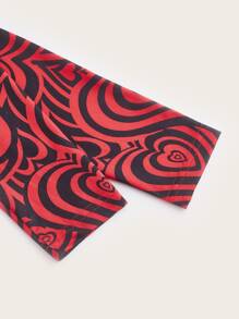 SHEIN ICON 人物和字母圖案短款T恤 - 紅色 - 查看 3