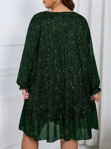 SHEIN Clasi Vestido smock con estampado bajo con fruncido - Verde Oscuro - Ver 2