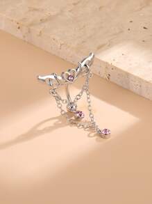 完美穿孔水钻和心形装饰肚脐环不锈钢磁性隔膜身体首饰礼物女士非穿孔情人节