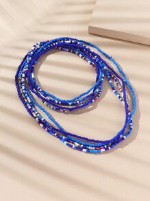 4入組撞色串珠項鏈 - 寶藍色 - 查看 2
