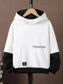 Tween Boy Slogan Graphic Patch Detail 2 In 1 Sweatshirt - White - View 1