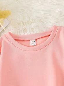 SHEIN Sweatshirt Tween Girl Com Babados Nas Mangas E Ombros Caídos