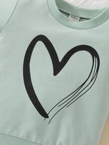 Baby Heart Print Sweatshirt & Joggers - Multicolor - View 8