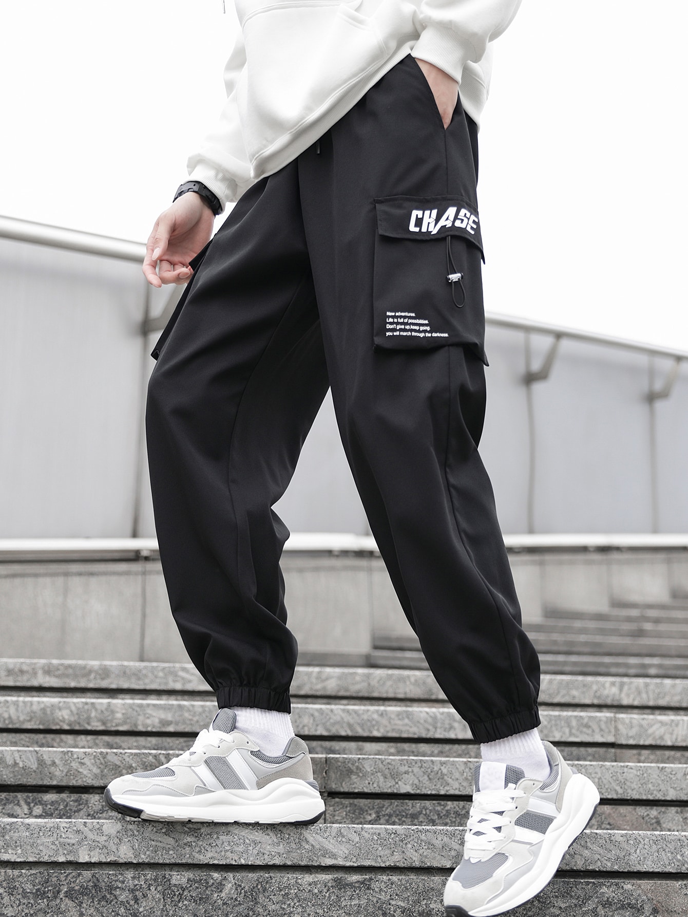 Our Guys Slogan Graphic Flap Pocket Cargo Pants is such a vibe - ROMWE
