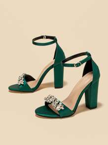 Crystal Embellished High Heels Sandals, Summer Casual Wear