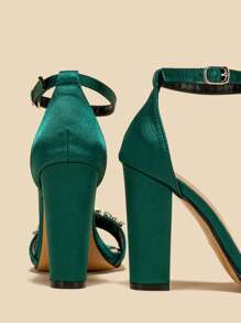 Crystal Embellished High Heels Sandals, Summer Casual Wear