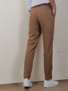 Manfinity Mode Men Slant Pocket Suit Trousers - Coffee Brown - View 3