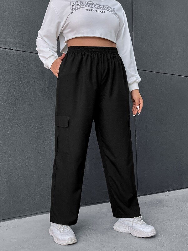 SHEIN EZwear Plus Flap Pocket Side Cargo Pants SHEIN USA