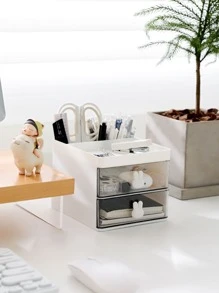 1 Ngăn Tổ Chức Ngăn Kéo, Tủ Lưu Trữ Để Bàn Loại Ngăn Kéo Nhỏ, Hộp Lưu Trữ Nhỏ Nhiều Lớp Bằng Nhựa, Hộp Lưu Trữ Văn Phòng Phẩm Gia Đình, Tổ Chức Lưu Trữ Vật Dụng Văn Phòng - trắng - Xem 4