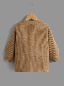 SHEIN Toddler Girls Drop Shoulder Duster Cardigan - Camel - View 2