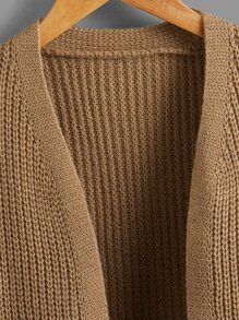 SHEIN Toddler Girls Drop Shoulder Duster Cardigan - Camel - View 4