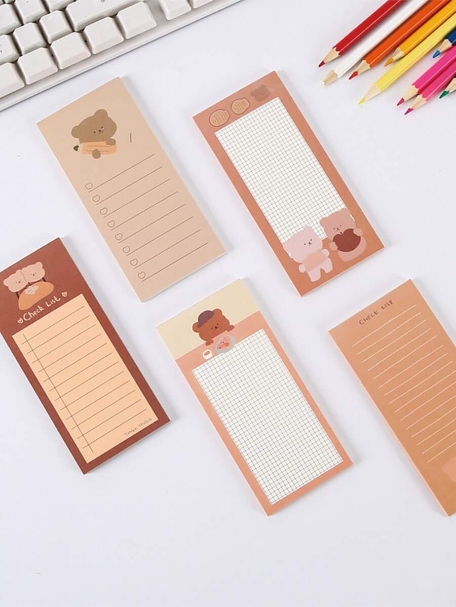 1入組卡通熊圖案隨機便簽 - 彩色 - 查看 1