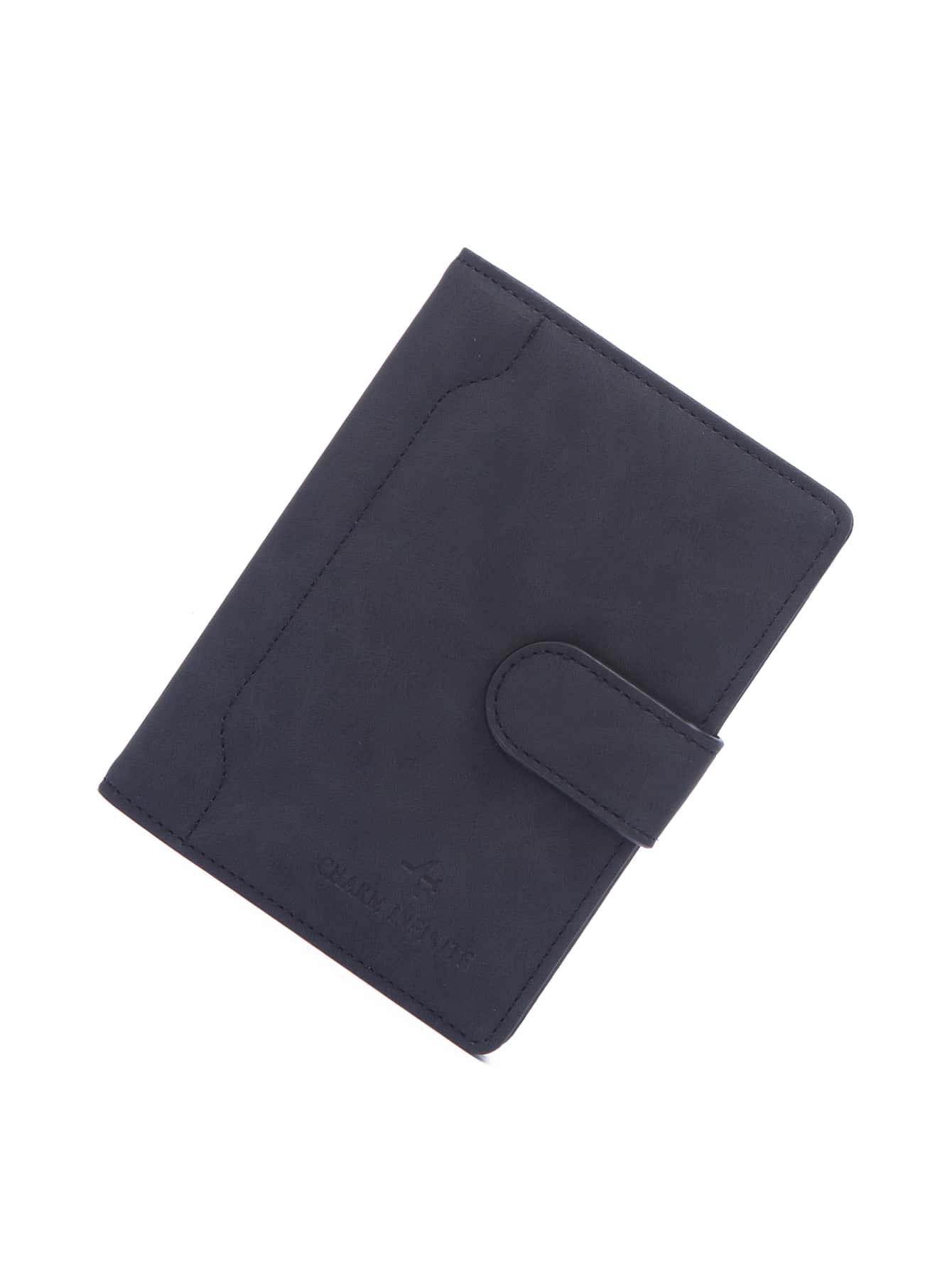 CHARM INFINITE Plane & Letter Detail Passport Case - Black - View 1