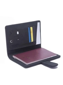 CHARM INFINITE Plane & Letter Detail Passport Case - Black - View 3