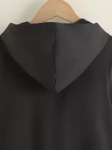 SHEIN 少女心形印花拉链卫衣 - 黑色 - 查看 6