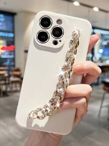 金属手镯式手机壳，镶钻装饰，金色或银色可选，兼容国际版 15/15 Plus/15 Pro/15 Pro Max，不适用于国内版。 - 米色 - 查看 3