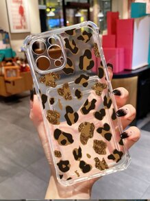 1pc Leopard Print Colorful Painting Phone Case With Card Slot Compatible With iPhone - Multicolor - View 3