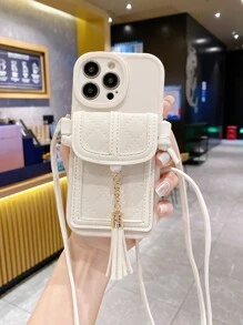 Apple 斜挎手机壳 卡包 手机壳 带挂绳 - 米色 - 查看 1