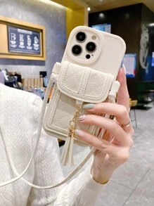 Apple 斜挎手机壳 卡包 手机壳 带挂绳 - 米色 - 查看 3