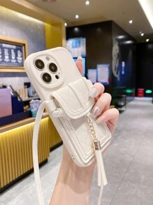 Apple 斜挎手机壳 卡包 手机壳 带挂绳 - 米色 - 查看 4