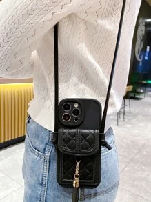 Card Bag Phone Case With Lanyard - Black - View 2