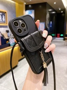 Card Bag Phone Case With Lanyard - Black - View 4