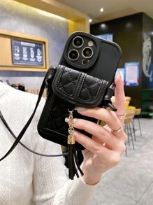 Card Bag Phone Case With Lanyard - Black - View 5