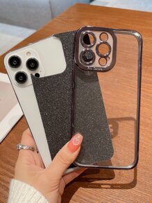 邊框拼接透明手機殼帶閃光紙 - 黑色 - 查看 2