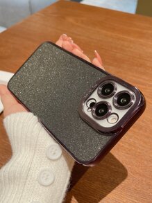 邊框拼接透明手機殼帶閃光紙 - 黑色 - 查看 3