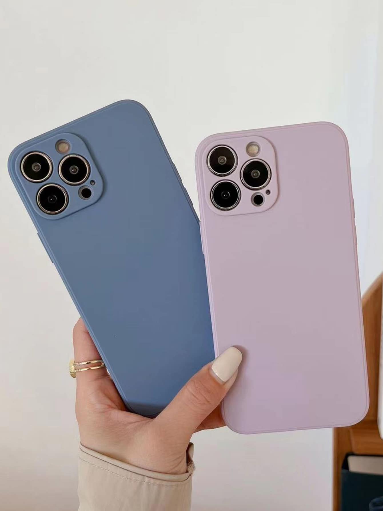 2pcs Solid Phone Case - Multicolor - View 1