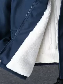 SHEIN 少年男孩袋蓋袖帶骨綁帽披風,不帶毛衣