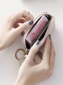 花卉圖案流蘇裝飾零錢包帶鑰匙環 - 杏色 - 查看 2