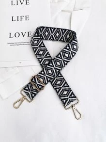幾何圖案包帶可調式手提包配件時尚耐用適合新手和白領青少年女孩女大學生 - 黑與白 - 查看 1