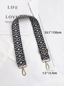 幾何圖案包帶可調式手提包配件時尚耐用適合新手和白領青少年女孩女大學生 - 黑與白 - 查看 3