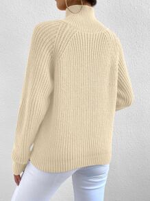 SHEIN Essnce Jersey de cuello cisne de manga raglán - Albaricoque - Ver 6