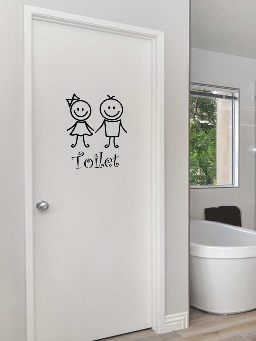 1 pieza Pegatina de pared con estampado de figura - Negro - Ver 1