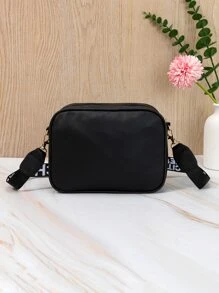 Mini Quilted Metal Detail Square Bag - Black - View 2