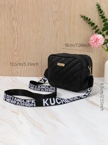 Mini Quilted Metal Detail Square Bag - Black - View 3