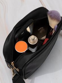 Mini Quilted Metal Detail Square Bag - Black - View 4