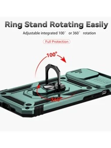 Compatible With IPhone 16 Slide Camera Cover Phone Case With Ring Holder Compatible With IPhone15/15Plus/15Pro/15Promax - Green - View 5