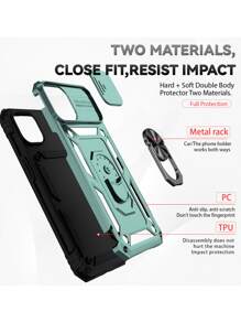 Compatible With IPhone 16 Slide Camera Cover Phone Case With Ring Holder Compatible With IPhone15/15Plus/15Pro/15Promax - Green - View 6