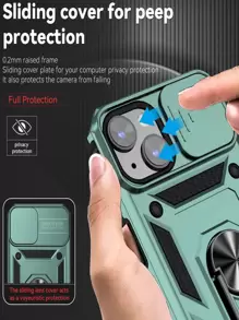Compatible With IPhone 16 Slide Camera Cover Phone Case With Ring Holder Compatible With IPhone15/15Plus/15Pro/15Promax - Green - View 8