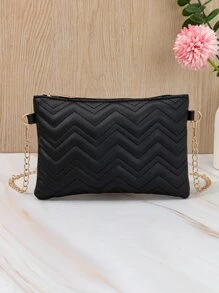 Túi Crossbody Nữ In chữ V Chuỗi Thanh lịch - màu đen - Xem 2
