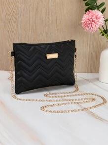 Túi Crossbody Nữ In chữ V Chuỗi Thanh lịch - màu đen - Xem 3