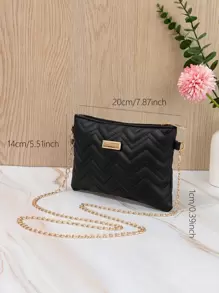Túi Crossbody Nữ In chữ V Chuỗi Thanh lịch - màu đen - Xem 4
