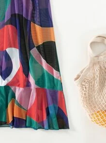 SHEIN Swim Summer Allover Print Ruffle Hem Kimono - Multicolor - View 8