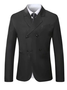 Manfinity Men 1pc Double Breasted Blazer - Black - View 3