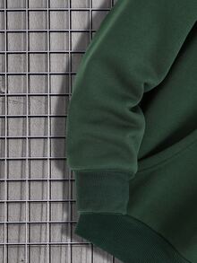 Manfinity Men Colour Block Kangaroo Pocket Drawstring Hoodie - Dark Green - View 3