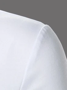 Manfinity Homme Men Contrast Trim Long Sleeve Color Block Polo Shirt, For Work, Fall - White - View 5